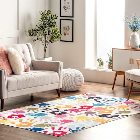 Nuloom Pinkie Machine Washable Handprint Kids Area Rug 4ft x 6ft HJAU36A-406